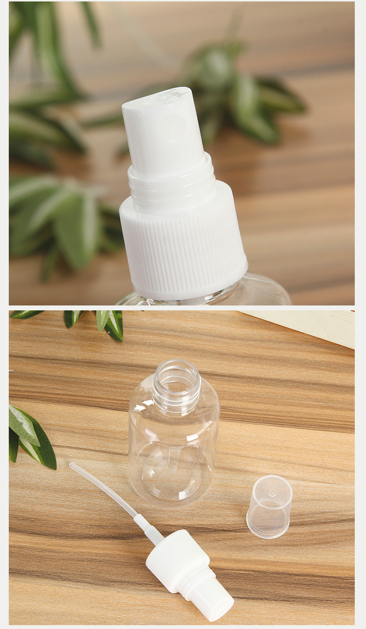Factory Direct Supply 50ml Spray Bottle Mini-Portable Transparent Cosmetic Subpackaging Small Sample Plastic Bottle Custom Wholesale
