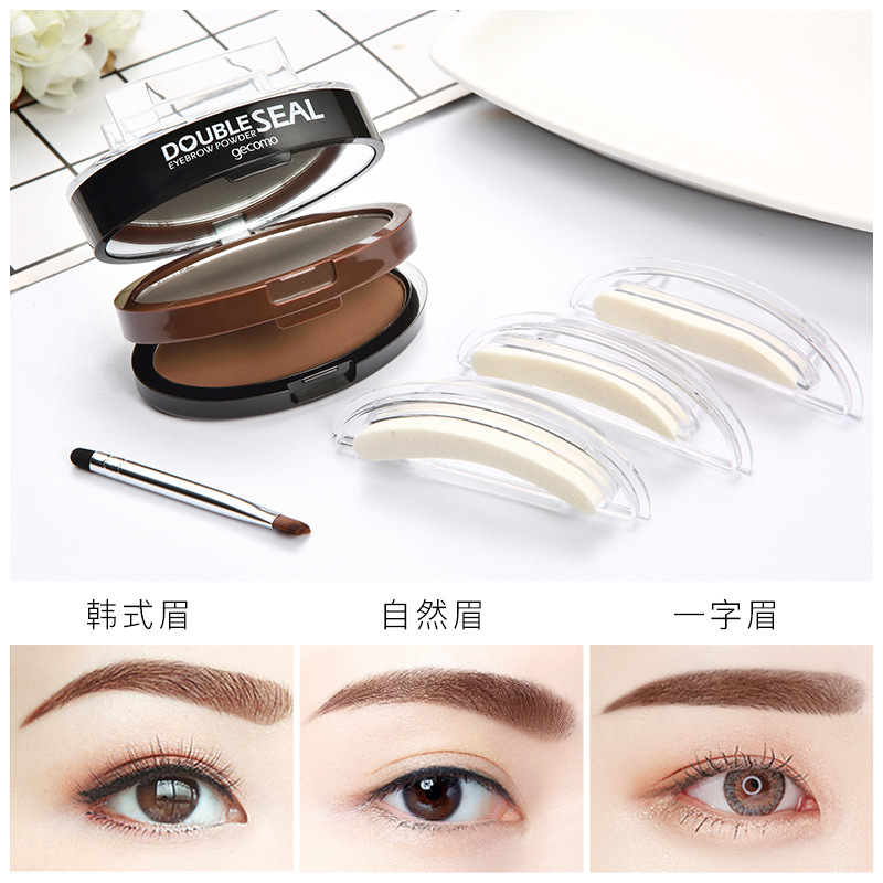 GECOMO Double-Layer Two-Color Lazy Eyebrow Stamp Powder Waterproof Sweat-Proof Not Easy to Smudge Beginner Thrush Eyebrow