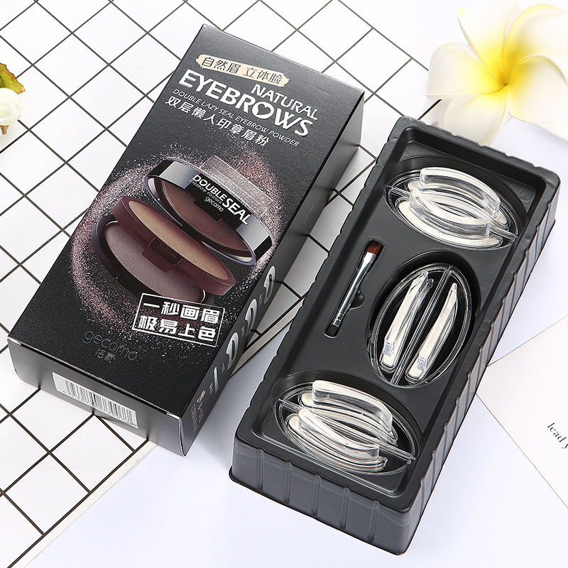 GECOMO Double-Layer Two-Color Lazy Eyebrow Stamp Powder Waterproof Sweat-Proof Not Easy to Smudge Beginner Thrush Eyebrow