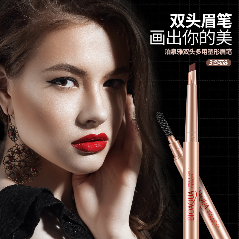 Bioaqua Double-Headed Multi-Purpose Shaping Eyebrow Pencil Thrush Easy to Color Makeup Tools Cosmetic Brush Rotate Eyebrow Pencil Eyebrow Pencil