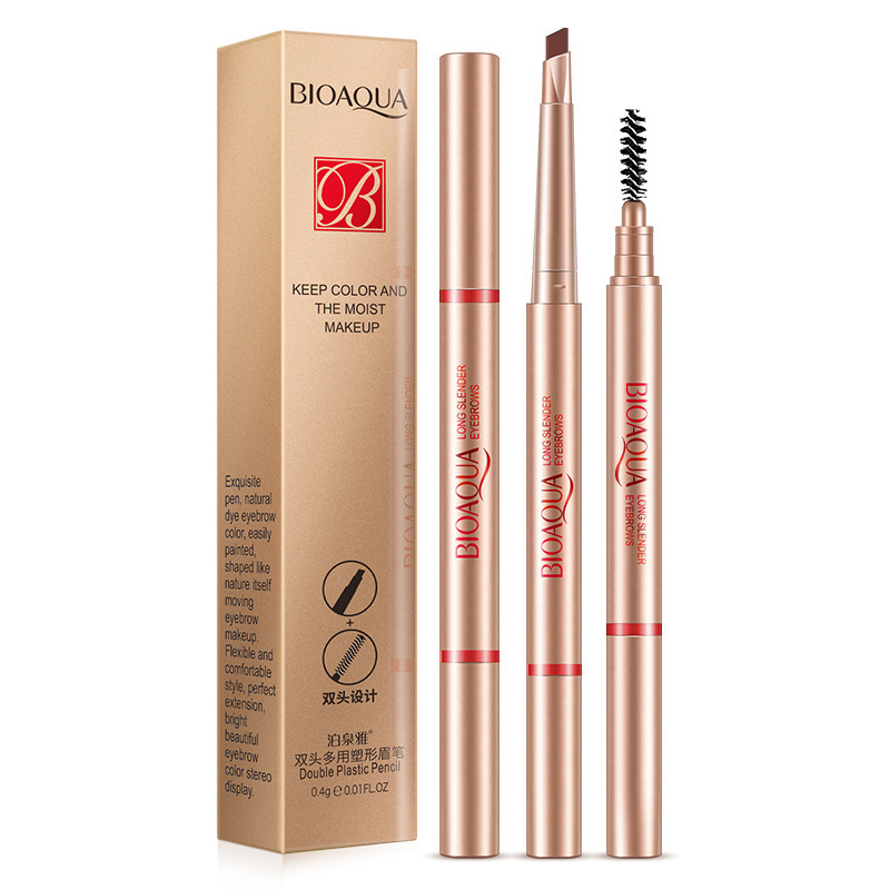 Bioaqua Double-Headed Multi-Purpose Shaping Eyebrow Pencil Thrush Easy to Color Makeup Tools Cosmetic Brush Rotate Eyebrow Pencil Eyebrow Pencil