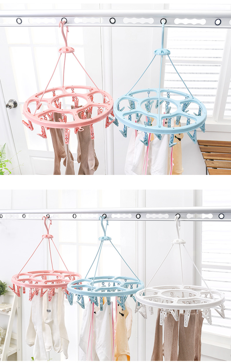 Simple comb 24 clip multi-functional circular thick underwear and socks drying rack new PP environmental protection drying rack manufacturers direct sales