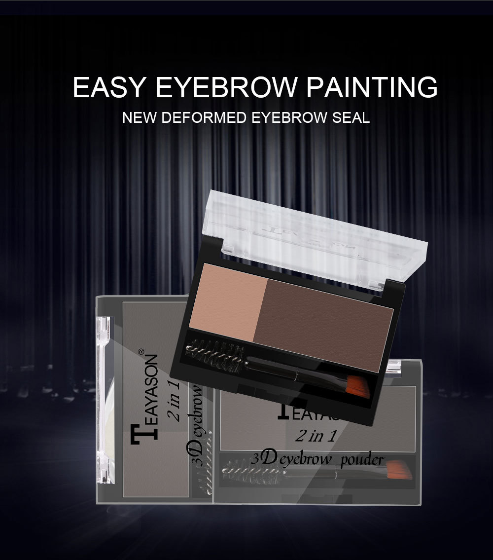 Cross-Border Lazy Seal Two-Color Eyebrow Powder With Eyebrow Brush Thrush Gadget Adjustable Eyebrow Seal Flat Eyebrow One Second Eyebrow Printing