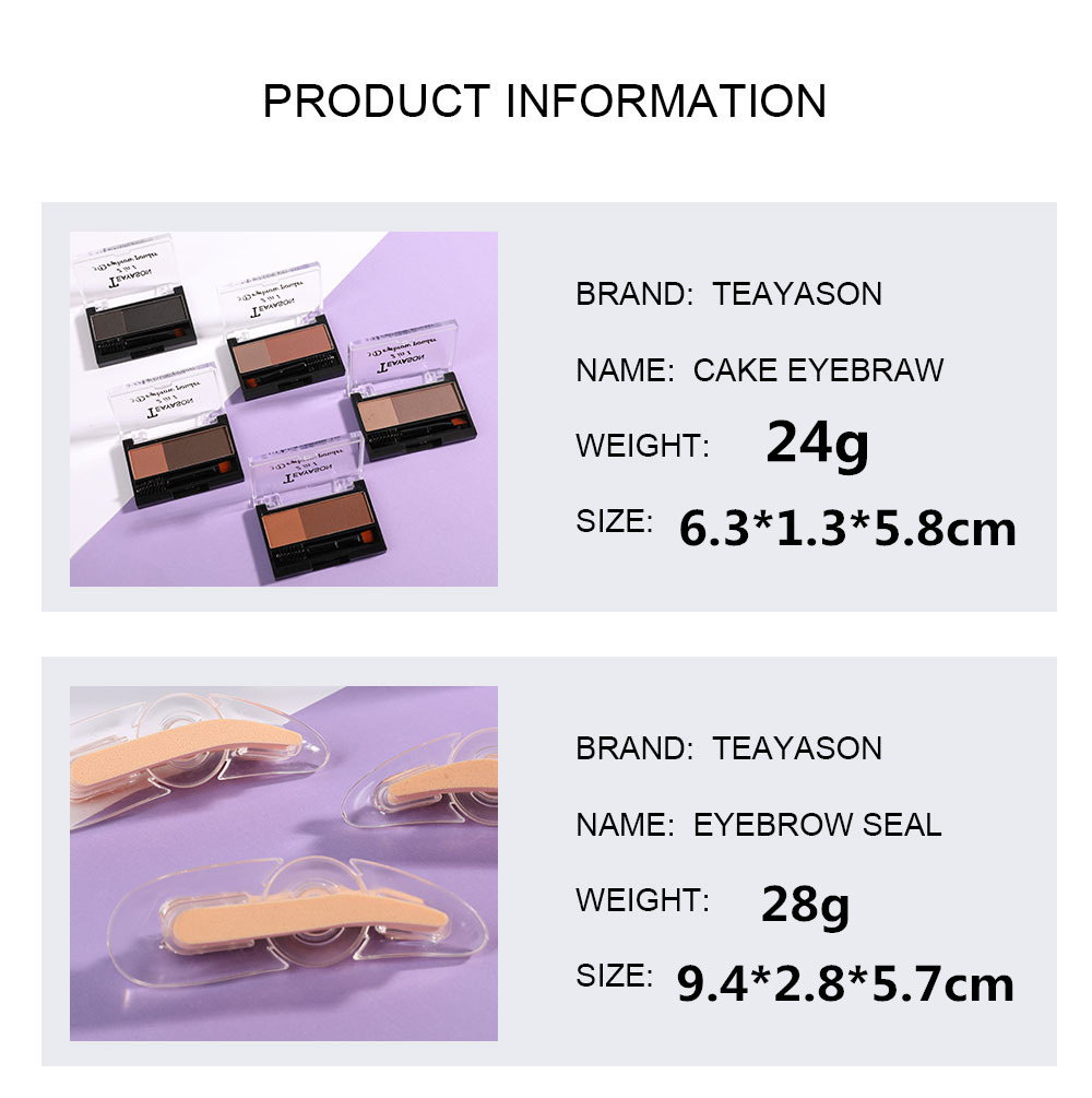 Cross-Border Lazy Seal Two-Color Eyebrow Powder With Eyebrow Brush Thrush Gadget Adjustable Eyebrow Seal Flat Eyebrow One Second Eyebrow Printing