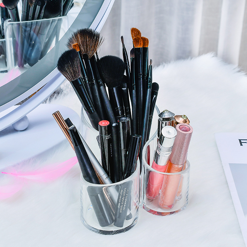 Factory Direct Sales Korean Column Makeup Brush Storage Bucket Eyebrow Pencil Comb Finishing Signature Desk Pen Holder Decoration