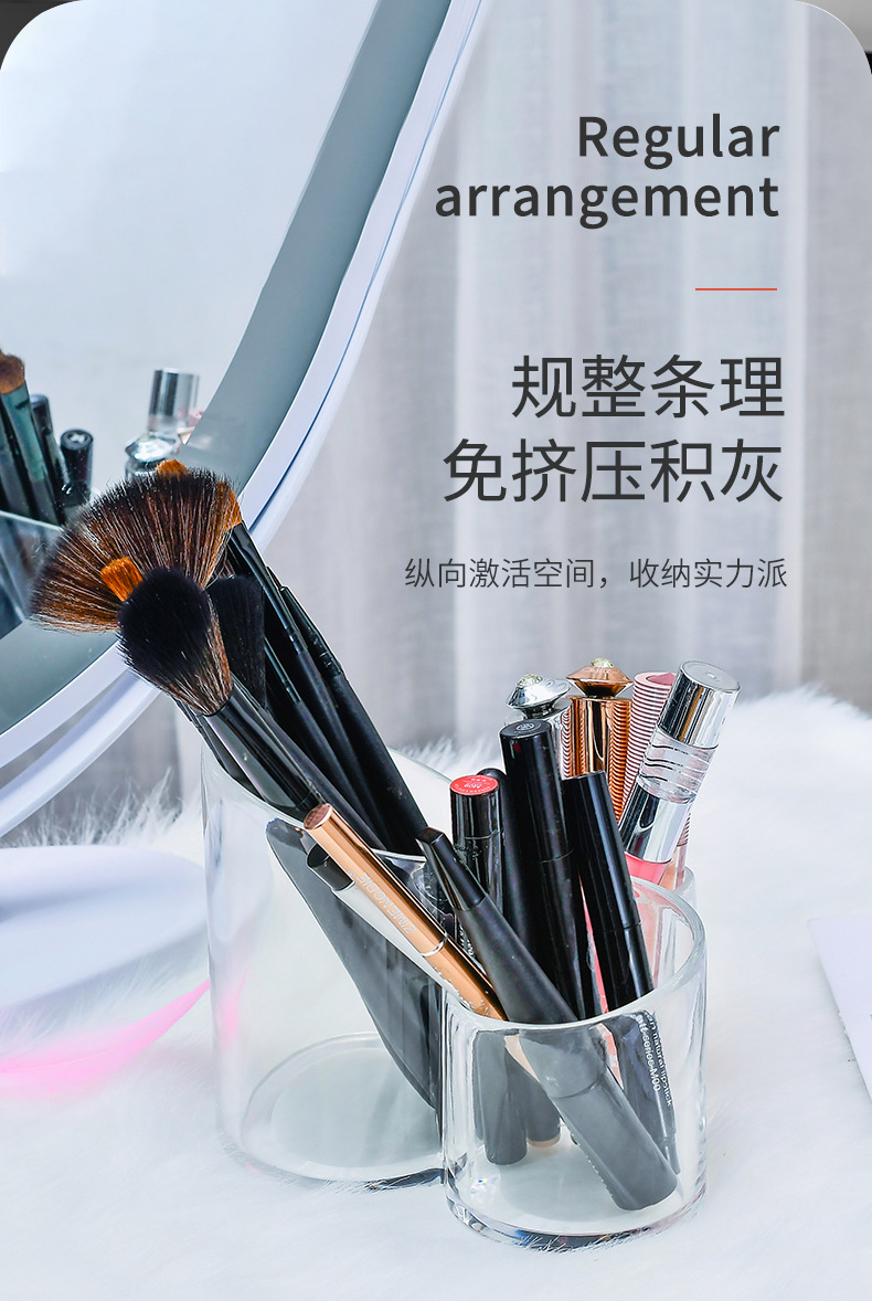Factory Direct Sales Korean Column Makeup Brush Storage Bucket Eyebrow Pencil Comb Finishing Signature Desk Pen Holder Decoration