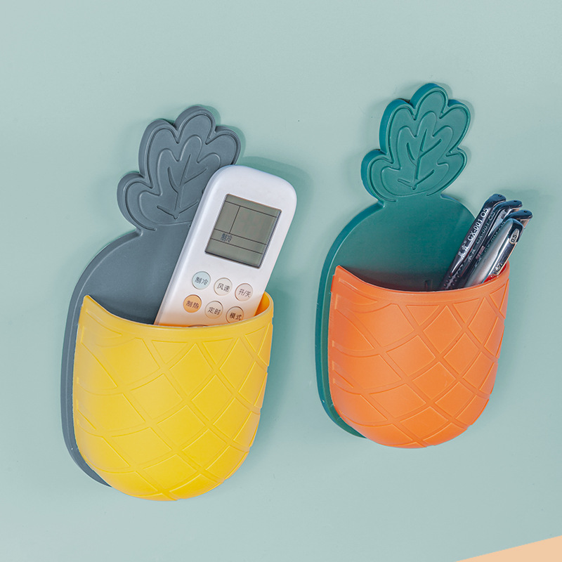 Cartoon Pineapple Toothbrush Holder Toothpaste Holder Bathroom and Dormitory Storage Rack Punch-Free with Hooks Comb Storage Rack