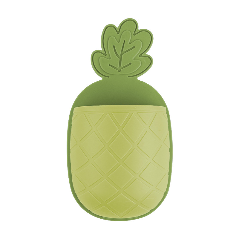 Cartoon Pineapple Toothbrush Holder Toothpaste Holder Bathroom and Dormitory Storage Rack Punch-Free with Hooks Comb Storage Rack