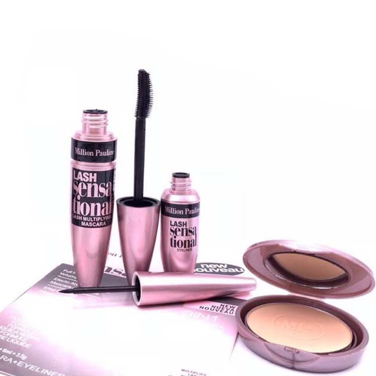 Hot mascara liquid eyeliner pressed powder 3 in 1 makeup set best waterproof lasting eyelash gel Maquillaje