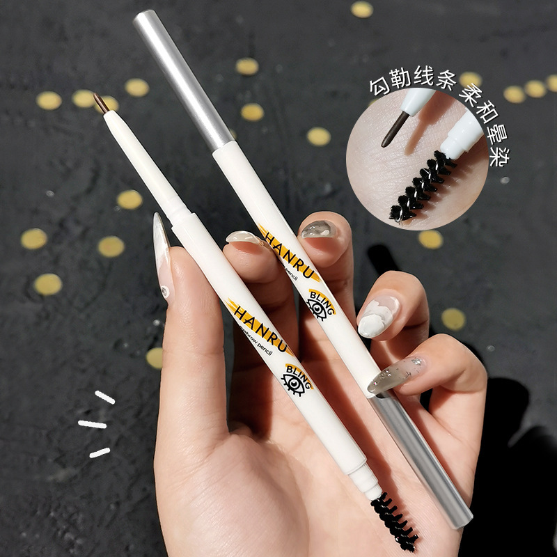 Eyebrow Pencil Double Head Extremely Thin Ultra-Fine Pen Point Waterproof and Sweatproof Long Lasting Smear-Proof Makeup Distinct Look Wild Eyebrow