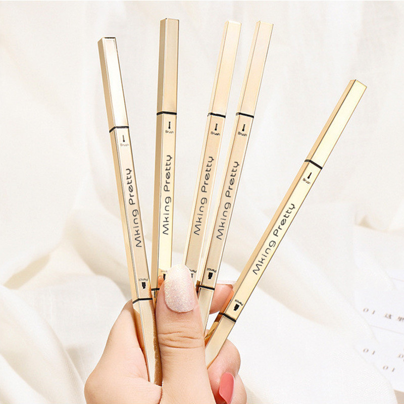 Small Gold Bar Eyebrow Pencil Small Gold Chopsticks Eyebrow Pencil Double-Headed Triangle Machete Thin Double-Headed Eyebrow Pencil Waterproof Sweat-Proof Ins Xiaohongshu
