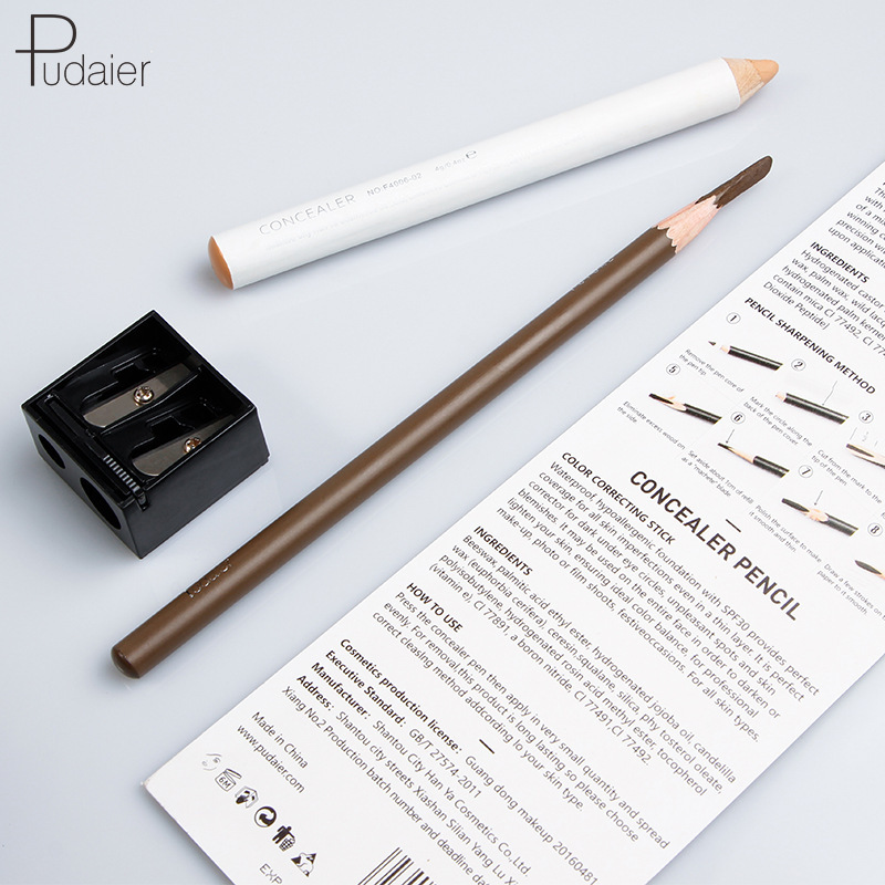 Pudaier Double-Effect Shaping Cover Flaw Natural Machete Eyebrow Pencil Pen Cover Combination Set Cross-Border Beauty Makeup