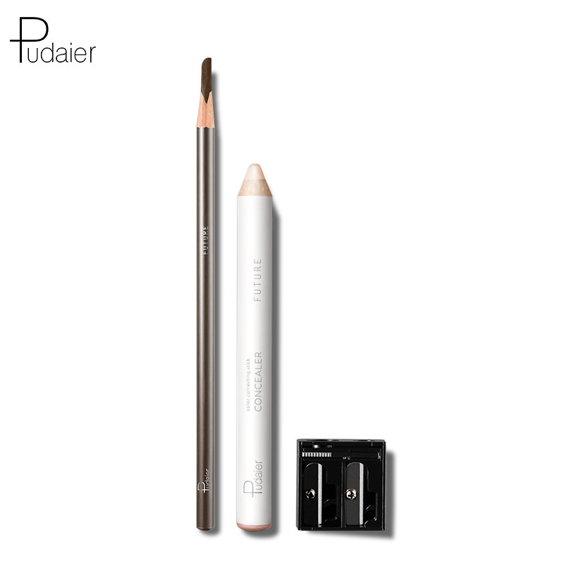 Pudaier Double-Effect Shaping Cover Flaw Natural Machete Eyebrow Pencil Pen Cover Combination Set Cross-Border Beauty Makeup