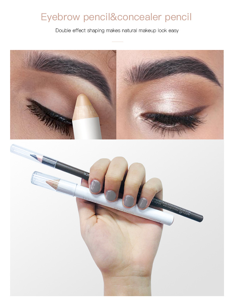 Pudaier Double-Effect Shaping Cover Flaw Natural Machete Eyebrow Pencil Pen Cover Combination Set Cross-Border Beauty Makeup