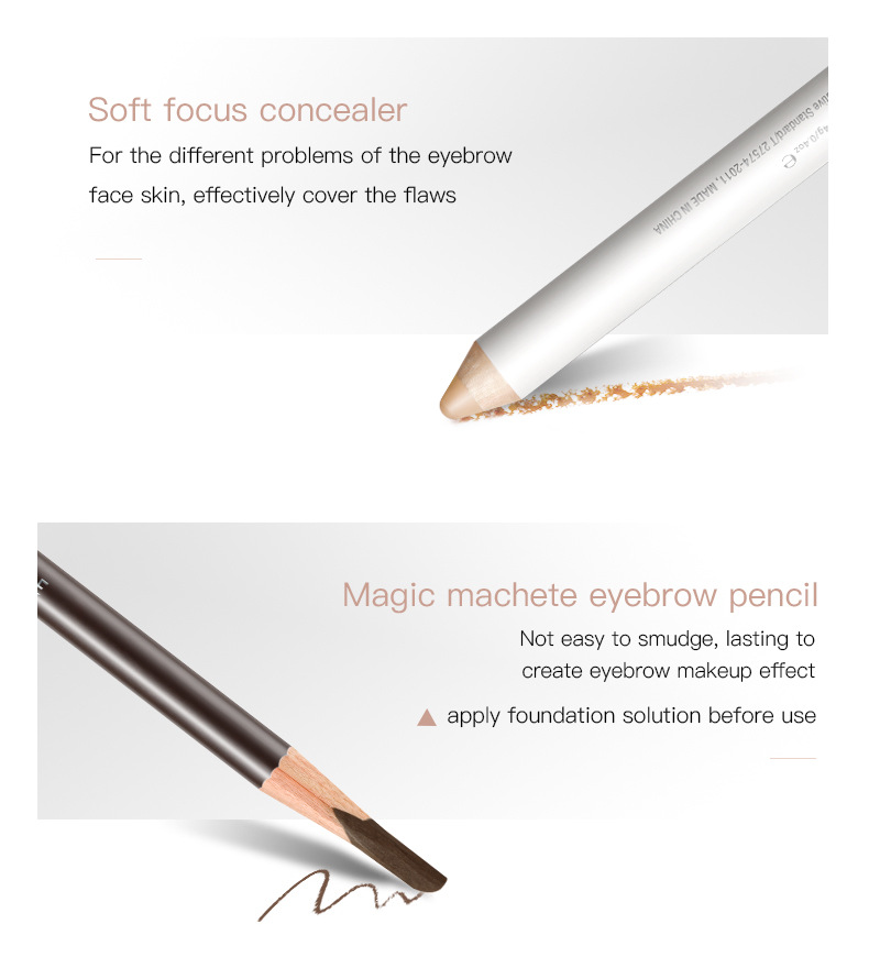 Pudaier Double-Effect Shaping Cover Flaw Natural Machete Eyebrow Pencil Pen Cover Combination Set Cross-Border Beauty Makeup