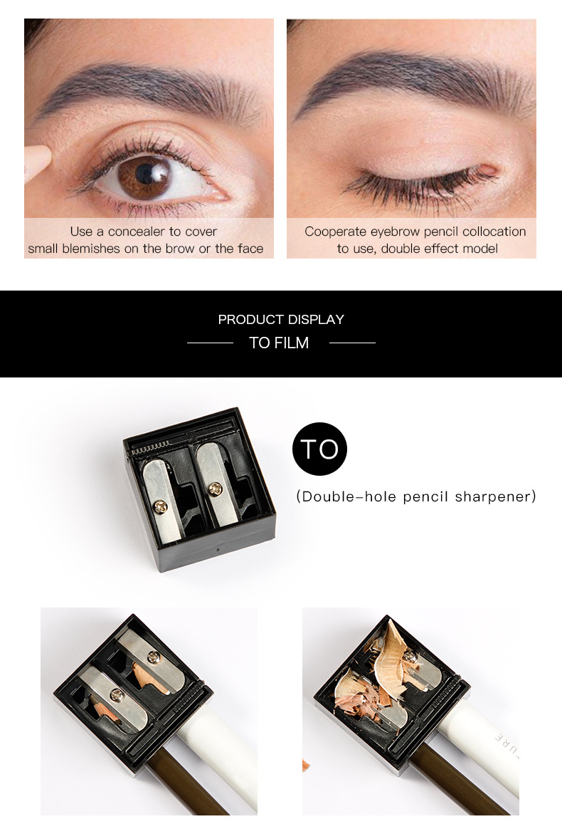 Pudaier Double-Effect Shaping Cover Flaw Natural Machete Eyebrow Pencil Pen Cover Combination Set Cross-Border Beauty Makeup
