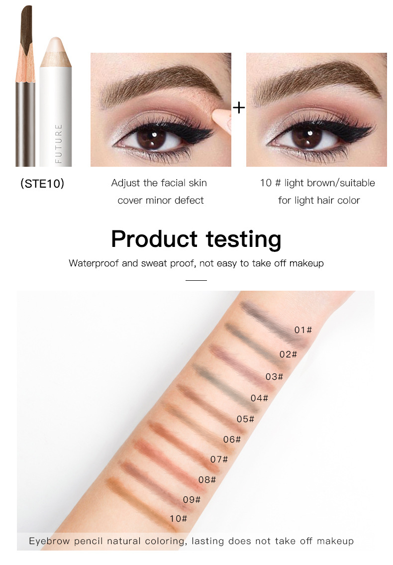 Pudaier Double-Effect Shaping Cover Flaw Natural Machete Eyebrow Pencil Pen Cover Combination Set Cross-Border Beauty Makeup