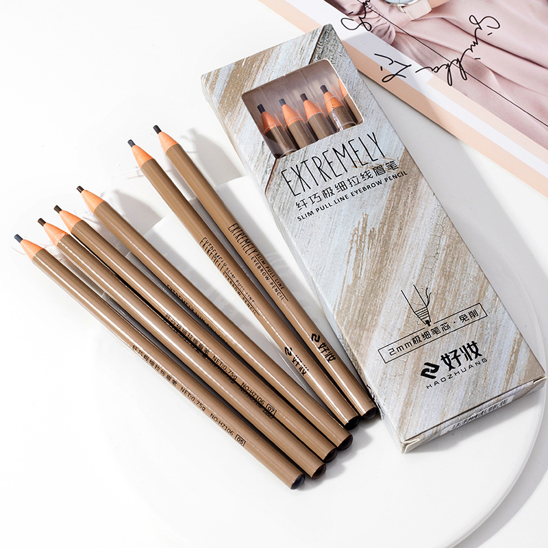 Good Makeup Wild Eyebrow Extremely Fine Line Drawing Eyebrow Pencil Waterproof Sweatproof Fadeless Beauty Wholesale Fine Core Eyebrow Pencil Beginner