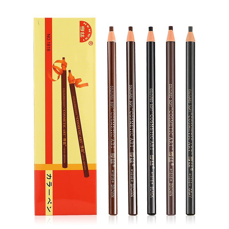 Hengsi 1818 Line Drawing Eyebrow Pencil Waterproof Sweatproof Fadeless Cosmetics Beauty Make-up Wholesale Eyebrow Pencil Internet Celebrity Same Style