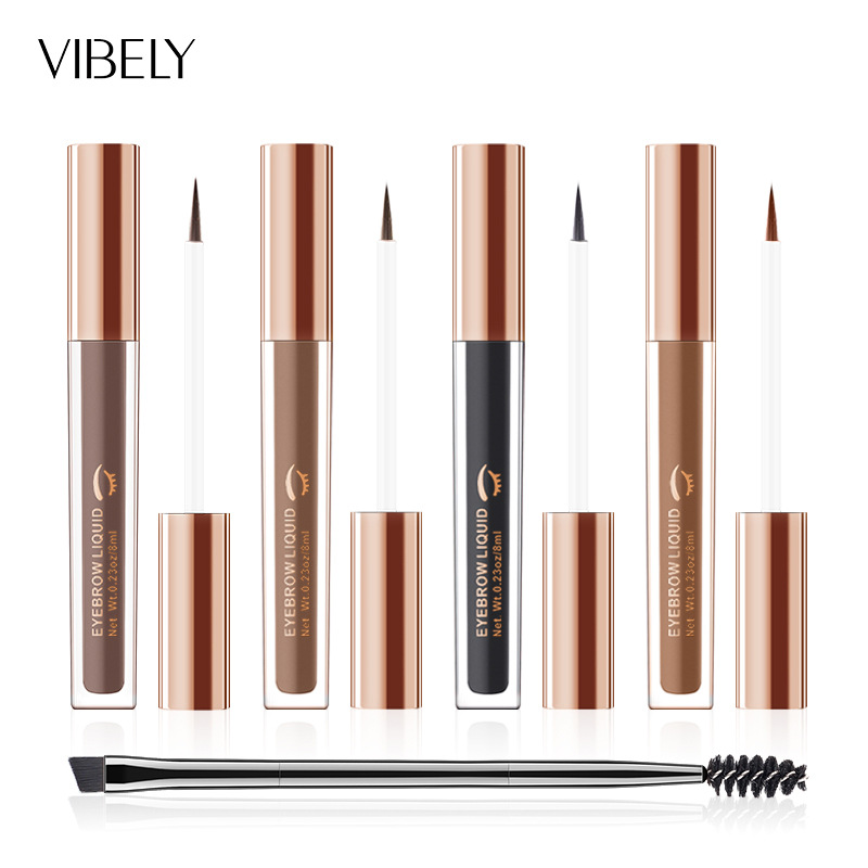 Exclusive for Cross-Border 4 Colors Eyebrow Cream Liquid Eyebrow Pencil Waterproof and Durable Smear-Proof Makeup Eyebrow Tint Eyebrow Cream