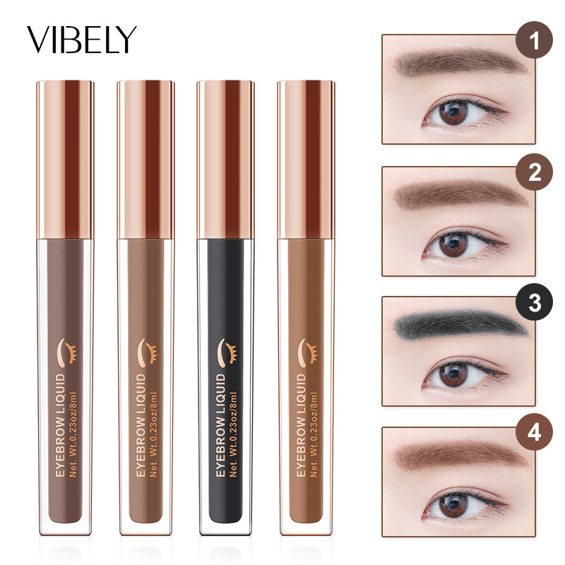 Exclusive for Cross-Border 4 Colors Eyebrow Cream Liquid Eyebrow Pencil Waterproof and Durable Smear-Proof Makeup Eyebrow Tint Eyebrow Cream
