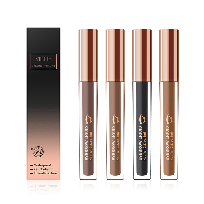 Exclusive for Cross-Border 4 Colors Eyebrow Cream Liquid Eyebrow Pencil Waterproof and Durable Smear-Proof Makeup Eyebrow Tint Eyebrow Cream