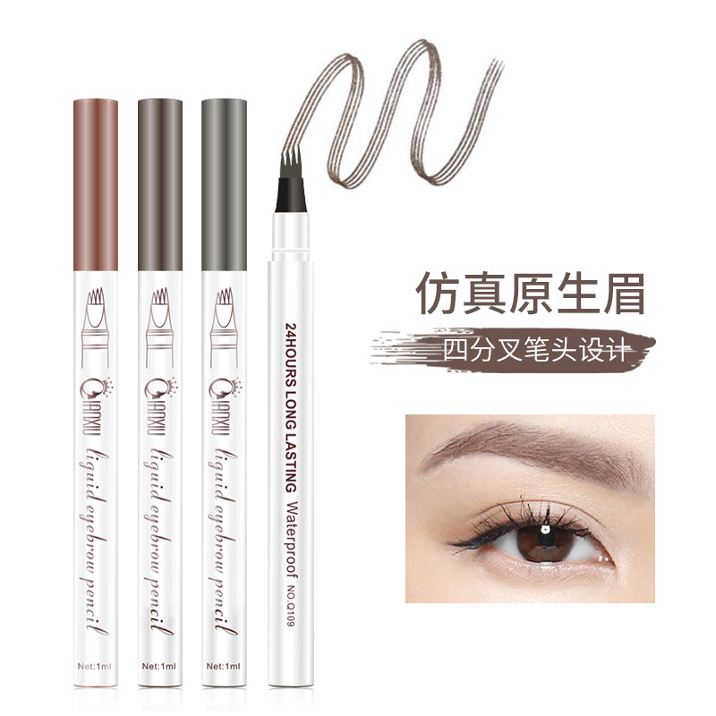 Cross-Border Supply Four-Head Waterproof Dyed Eyebrow Pencil Four-Fork Extremely Fine Micro Carving Tattoo Eyebrow Pencil Eyebrow Pencil Eyebrow Modification Eyebrow Liquid