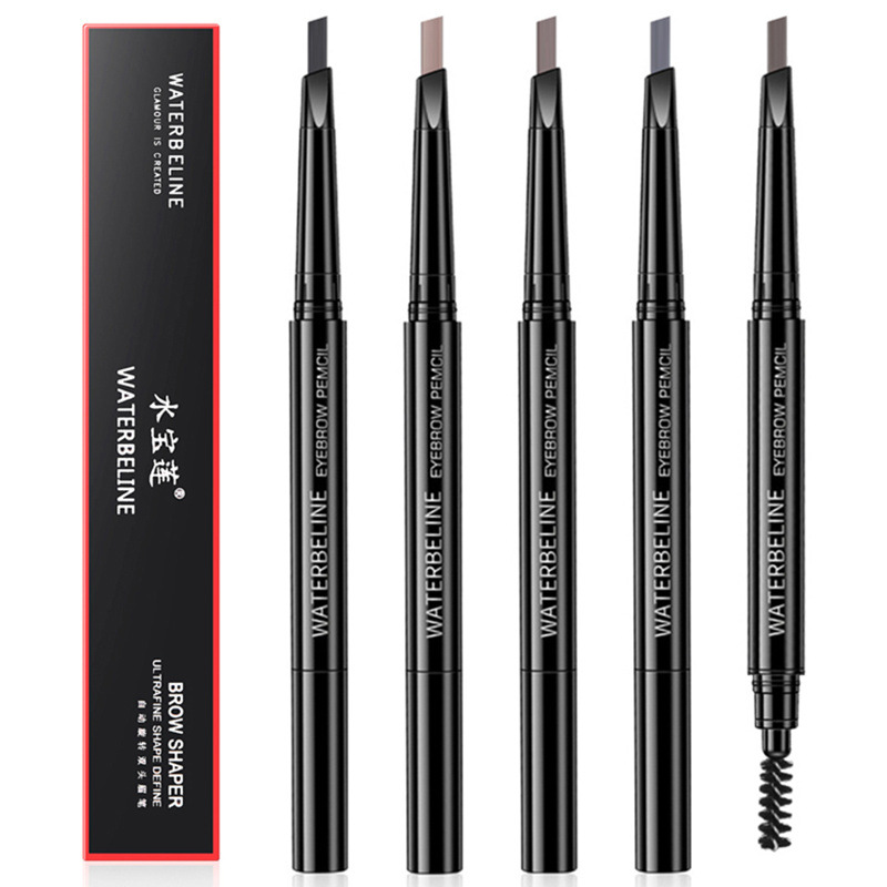 2021 New Three-Dimensional Multi-Effect Double-Headed Eyebrow Pencil Waterproof Sweat-Proof Not Easy to Smudge Cosmetic Brush Makeup Live Broadcast Cross-Border