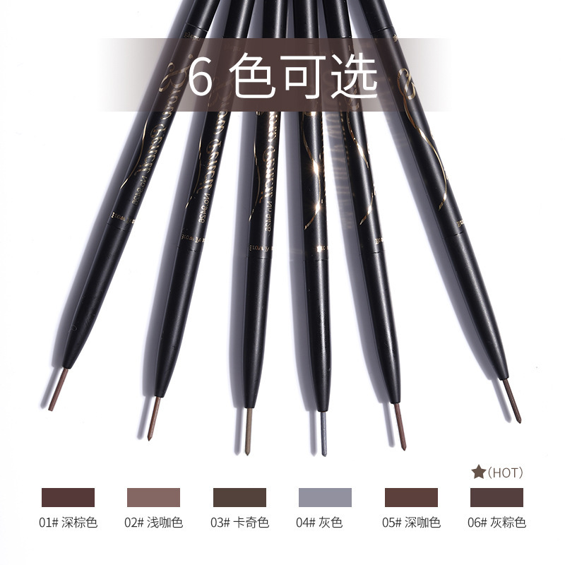 Khaki KCKC COLOR Eyebrow Pencil Internet Famous Recommended Double-Headed Thin Waterproof Sweat-Proof Automatically Rotate Eyebrow Pencil Eyebrow Pencil Factory Wholesale