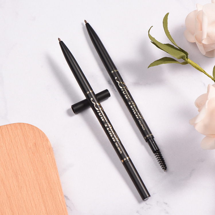 Khaki KCKC COLOR Eyebrow Pencil Internet Famous Recommended Double-Headed Thin Waterproof Sweat-Proof Automatically Rotate Eyebrow Pencil Eyebrow Pencil Factory Wholesale