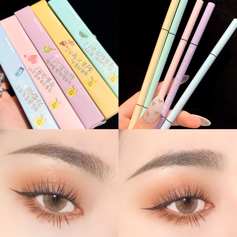 Xixi Cute Eyebrow Tip Thin Core Double-Headed Eyebrow Pencil Waterproof Sweatproof Fadeless Student Party Wild Eyebrow Lasting Small Eyebrow Pencil