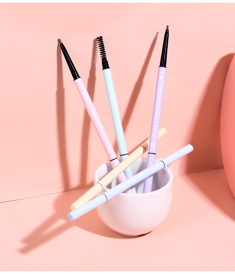 Xixi Cute Eyebrow Tip Thin Core Double-Headed Eyebrow Pencil Waterproof Sweatproof Fadeless Student Party Wild Eyebrow Lasting Small Eyebrow Pencil