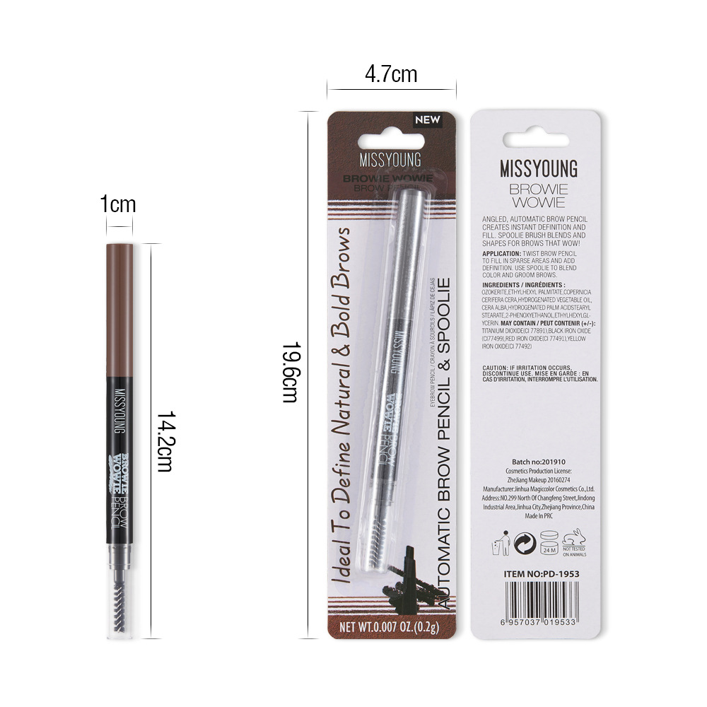 Missyoung Genuine Cut-Free Eyebrow Pencil Waterproof Sweat-Proof with Eyebrow Brush Double-Headed Eyebrow Pencil Automatic Rotating Triangle Eyebrow Pencil Missyoung Genuine Cut-Free Eyebrow Pencil Waterproof Sweat-Proof with Eyebrow Brush Double-Headed Eyebrow Pencil Automatic Rotating Triangle Eyebrow Pencil