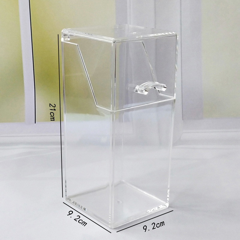 Flip Dustproof Makeup Brush Holder Eyebrow Pencil Brush Holder Acrylic Eyebrow Pencil Storage Box Square Pearl Cosmetic Case Transparent