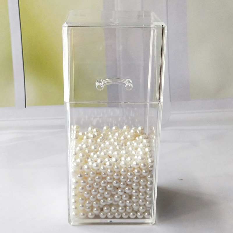 Flip Dustproof Makeup Brush Holder Eyebrow Pencil Brush Holder Acrylic Eyebrow Pencil Storage Box Square Pearl Cosmetic Case Transparent
