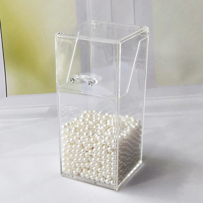 Flip Dustproof Makeup Brush Holder Eyebrow Pencil Brush Holder Acrylic Eyebrow Pencil Storage Box Square Pearl Cosmetic Case Transparent