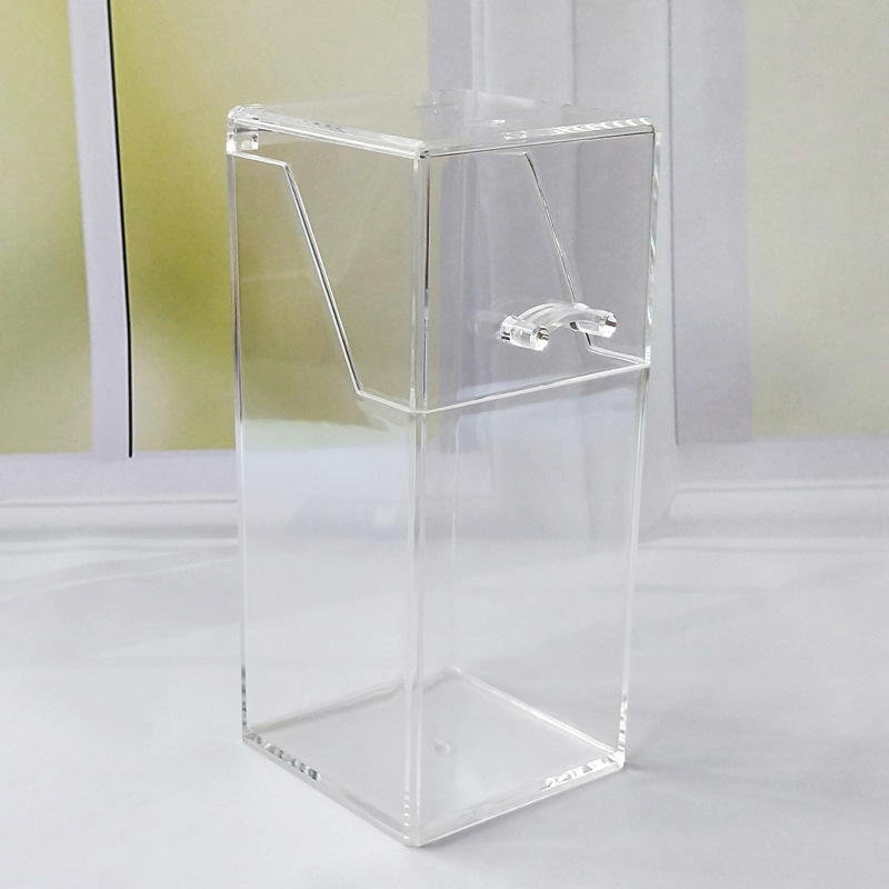 Flip Dustproof Makeup Brush Holder Eyebrow Pencil Brush Holder Acrylic Eyebrow Pencil Storage Box Square Pearl Cosmetic Case Transparent