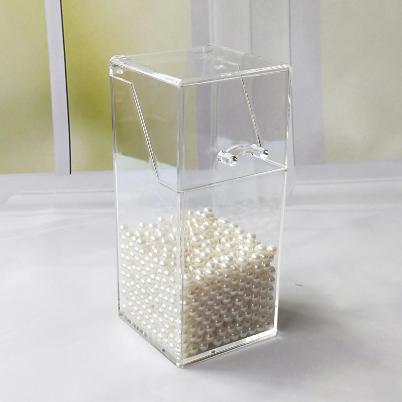 Flip Dustproof Makeup Brush Holder Eyebrow Pencil Brush Holder Acrylic Eyebrow Pencil Storage Box Square Pearl Cosmetic Case Transparent