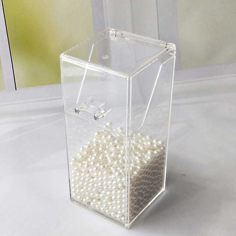 Flip Dustproof Makeup Brush Holder Eyebrow Pencil Brush Holder Acrylic Eyebrow Pencil Storage Box Square Pearl Cosmetic Case Transparent