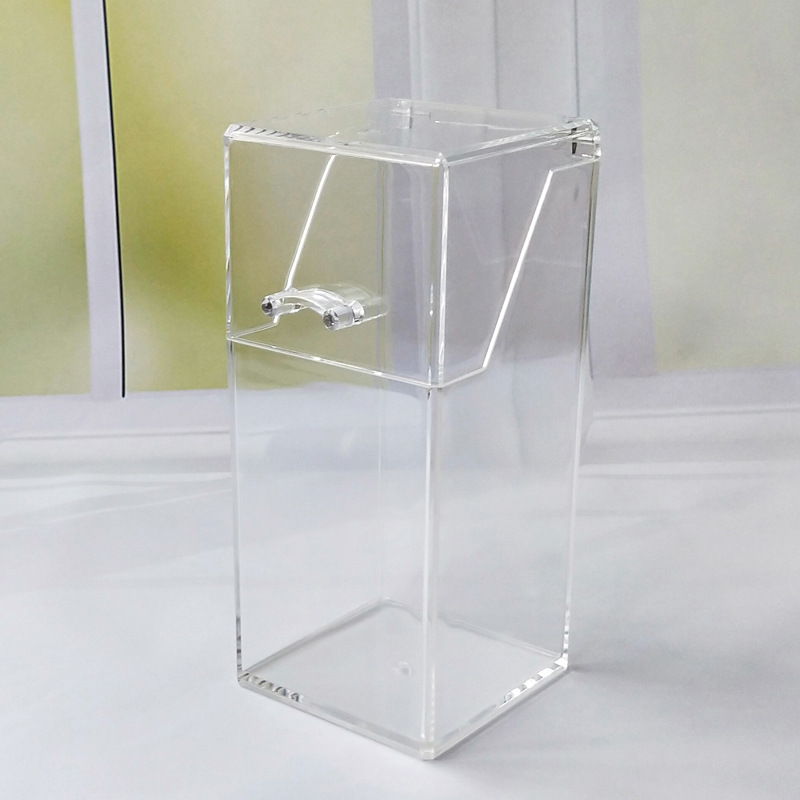 Flip Dustproof Makeup Brush Holder Eyebrow Pencil Brush Holder Acrylic Eyebrow Pencil Storage Box Square Pearl Cosmetic Case Transparent