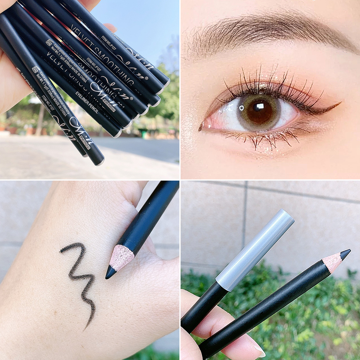 Cross-Border Makeup Menow Miele Cool Black Waterproof Wooden Pole Eyeliner Novice Female Beginner Leak-Picking Cheap Eyebrow Pencil
