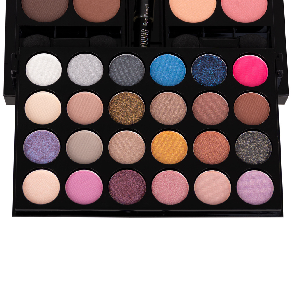 Missyoung New Product Makeup Palette Eye Shadow Plate Powder Blush Eyebrow Pencil Lip Gloss Combination Mini Set Foreign Trade Popular Style