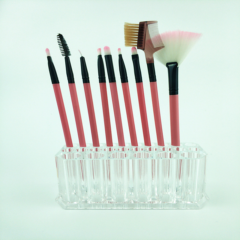Cross-Border New Arrival Transparent Acrylic Makeup Brush Shelf 26 Holes Eyeliner Storage Box Eyebrow Pencil Finishing Display Stand