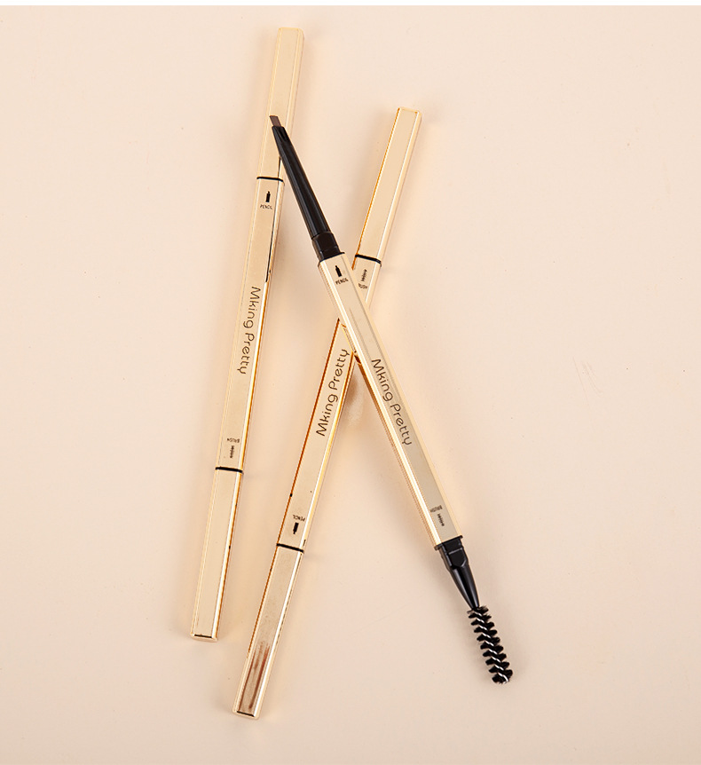 Factory Wholesale TikTok Same Style Small Gold Chopsticks Eyebrow Pencil Girls Double Head Extremely Thin Beginner Thrush Beauty Gold Bar Makeup