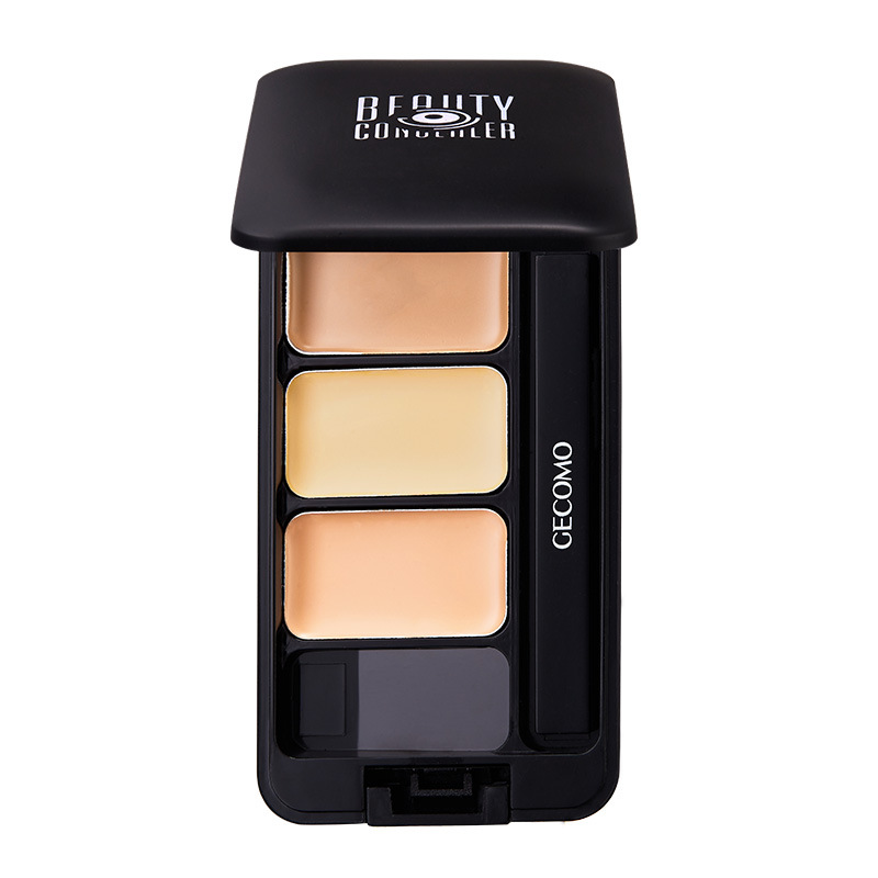 GECOMO Beauty Concealer Cover Dark Circles Acne Spots Concealer Plate Contour Compact Three-Color Balance Concealer Plate
