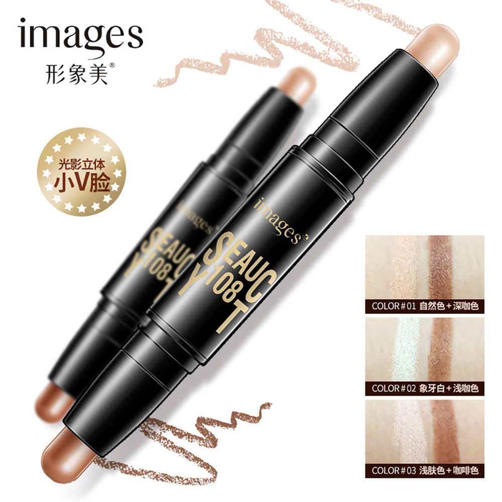 Images Double-Headed Three-Dimensional Light Shadow Contour Stick Light Transparent Concealer Three-Dimensional Repair Concealer Pen Concealer Cosmetics
