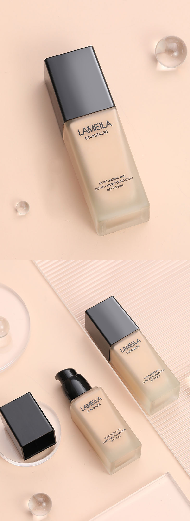 LaMeiLa Moisturizing & Refreshing Bingxin Liquid Foundation Moisturizing Concealer Nude Makeup Lasting Factory Direct Sales