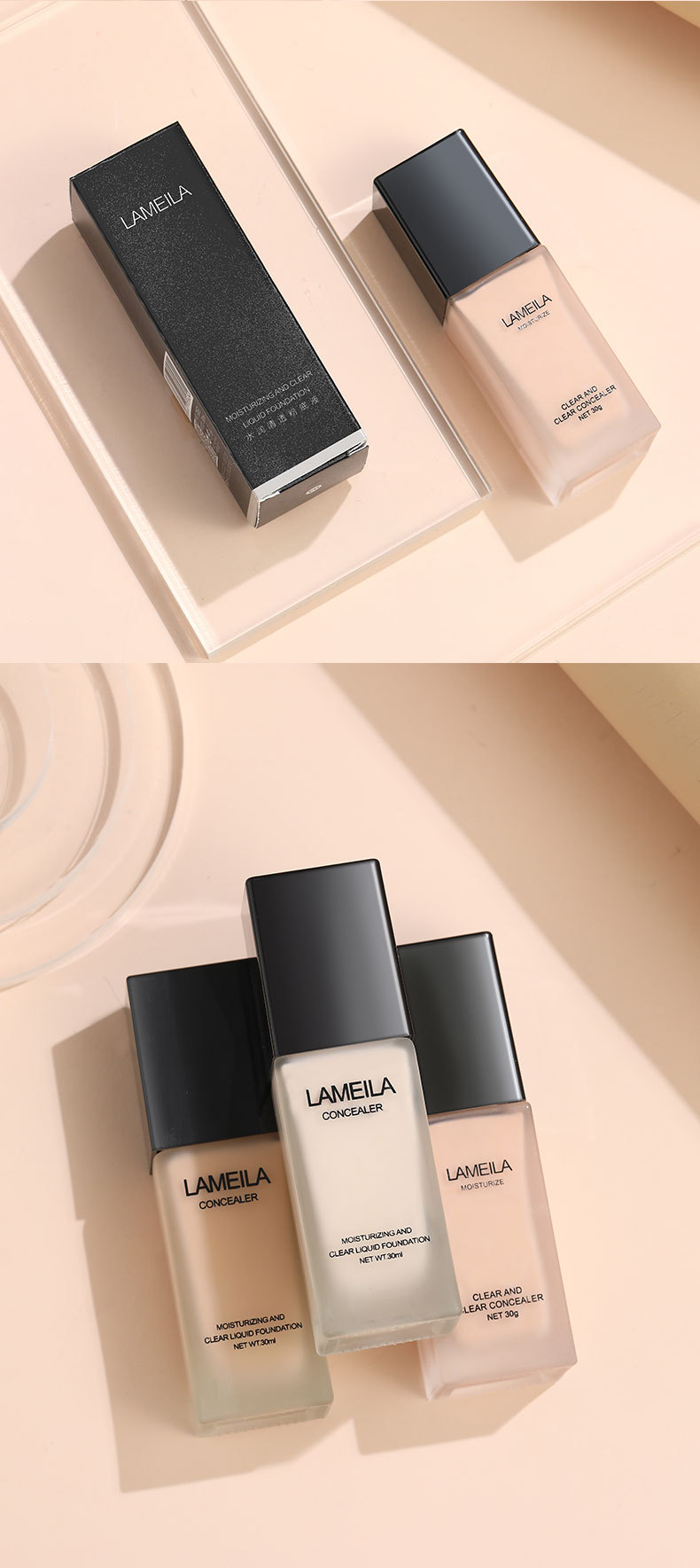 LaMeiLa Moisturizing & Refreshing Bingxin Liquid Foundation Moisturizing Concealer Nude Makeup Lasting Factory Direct Sales