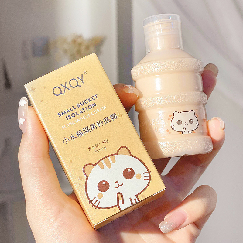 Qxqy Small Bucket Isolation Foundation Cream Long-Lasting Makeup Transparent Concealer Dry Skin Oil Skin Liquid Foundation Affordable Makeup