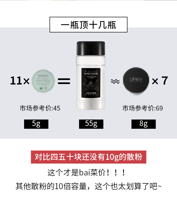 Internet Celebrity Loose Powder Loose Powder Black Pepper Loose Powder Finishing Powder Oil Control Makeup Long-Lasting Concealer Waterproof Sweat-Proof Natural 55G